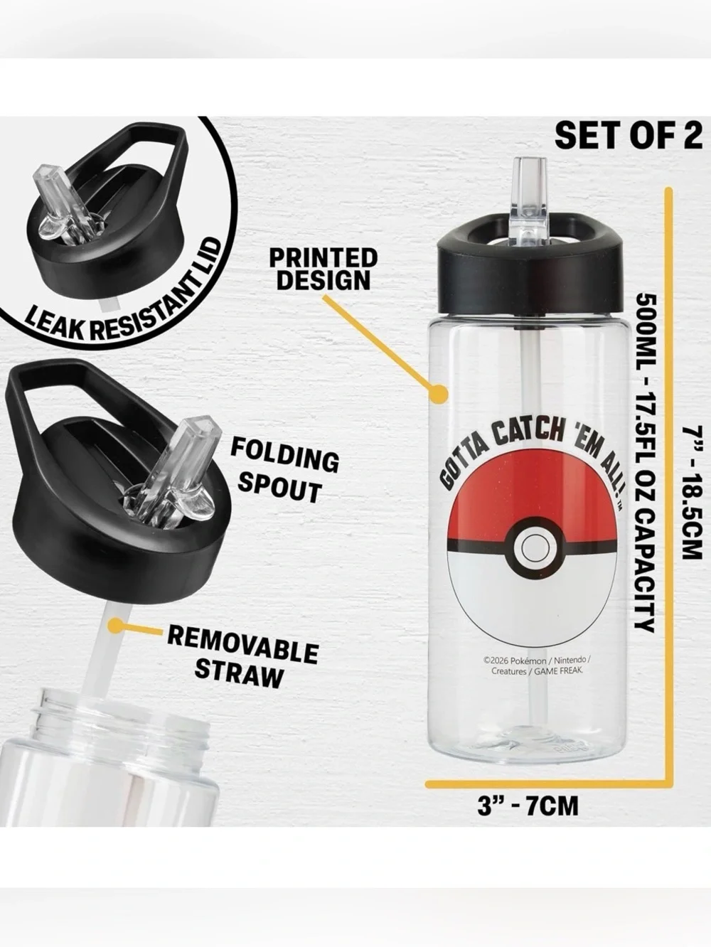 Pokemon @Battle Ready” Backpack and Water Bottle, 2 Piece Set
